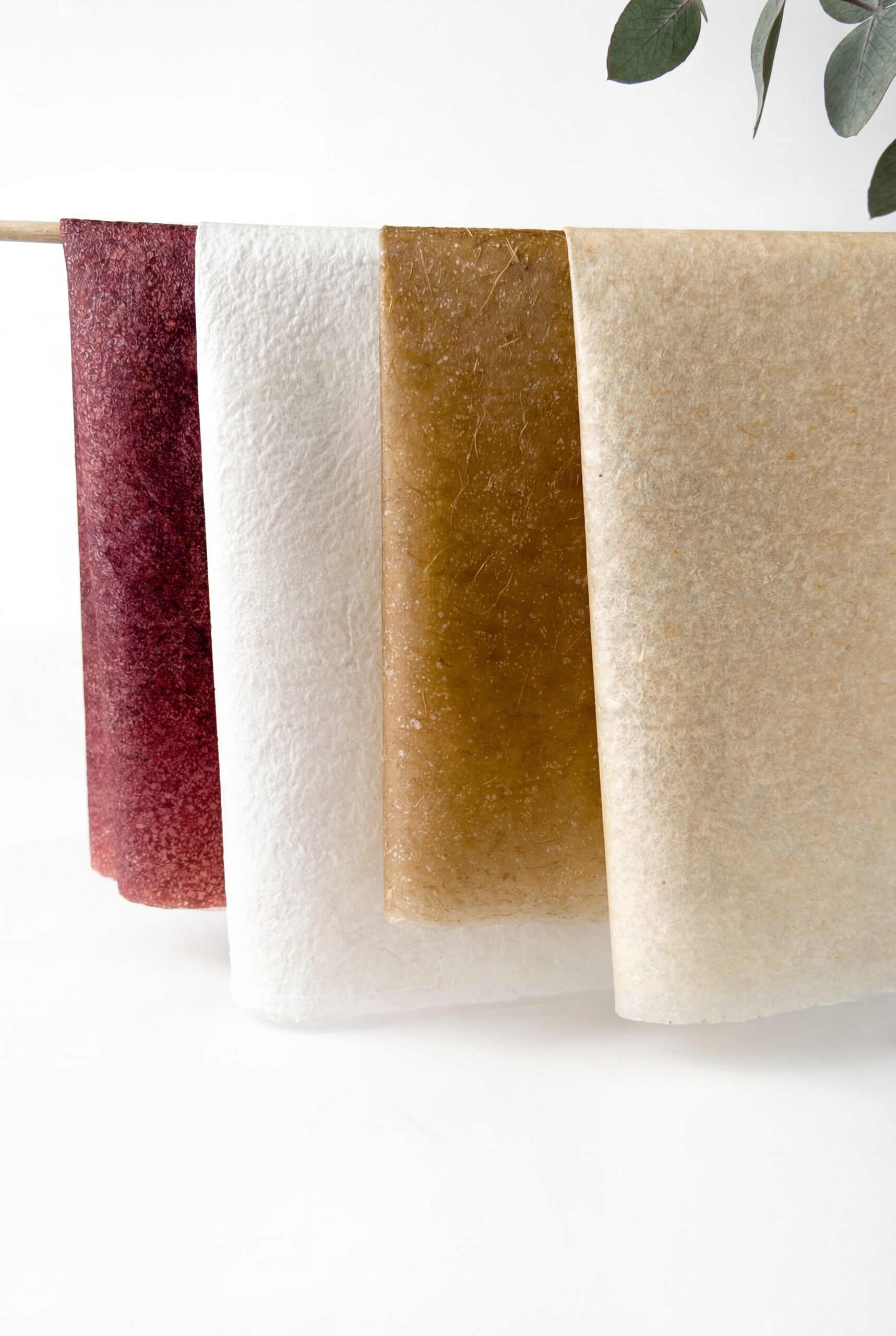 FibreVeil – biodegradable membranes by Tasha Lapidus, shown in different colours. A’ Design Award winner (2025-2026).