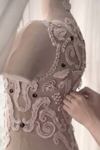 Lace-making process – a DeLace Atelier lace top in progress.